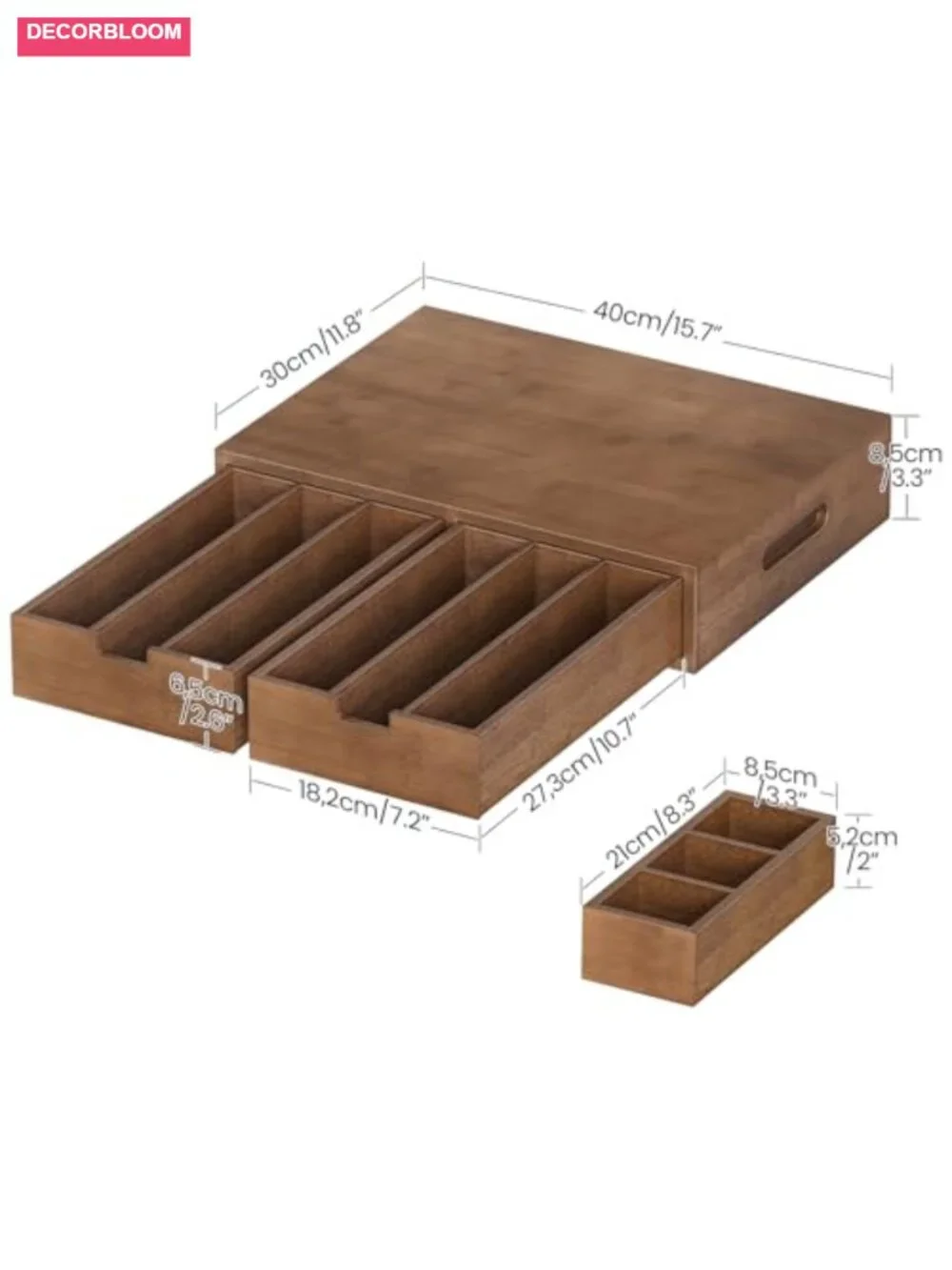 Coffee Pod Organizer with 2 Drawers, Removable Dividers, Holds 30 Pods, Bamboo